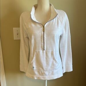 Lilly Pulitzer White Zippered Polo long Sleeve Hoodie